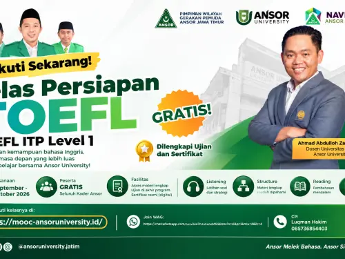 Kelas TOEFL ITP Gratis untuk Kader Ansor Dibuka Ansor University Jawa Timur